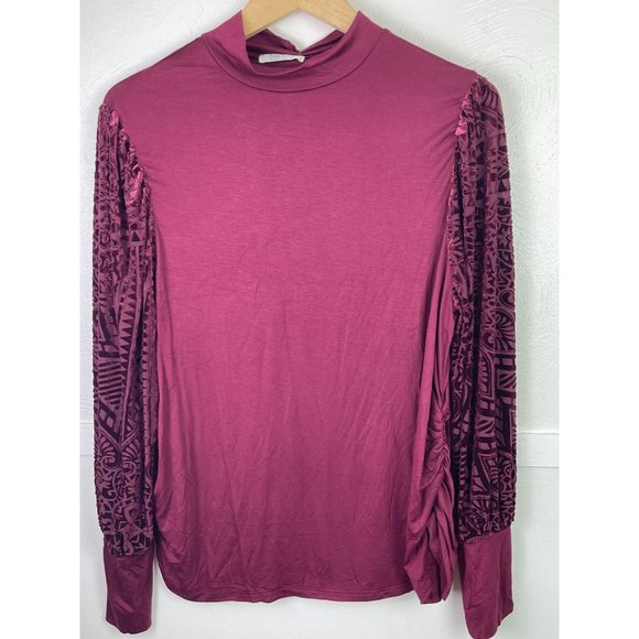 Jolie & Joy Balloon Sleeves Burgundy Top - Picture 1 of 6